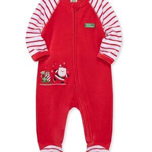 Little me Santa Velour Zip Footie 3 months